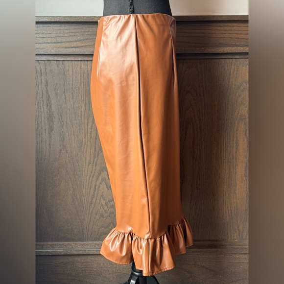 Ashley Stewart Brown Faux Leather Pencil Skirt - Picture 4 of 5